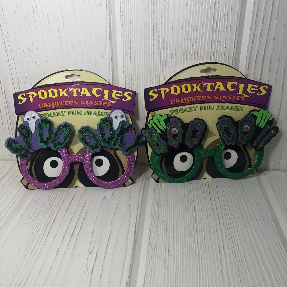 Spooktacles Glitter Novelty Glasses 2 Pair Purple Costume Halloween